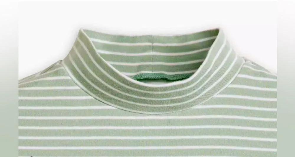 Women’s Levi’s Effortless Short Sleeve Striped Green Women's Top Size XL NWT - Image 4