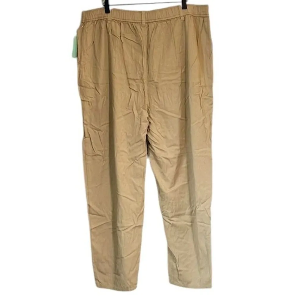 NWT Abound Beige Tan Khaki Casual Elastic Waist Pull On Pants - 1X - Image 6