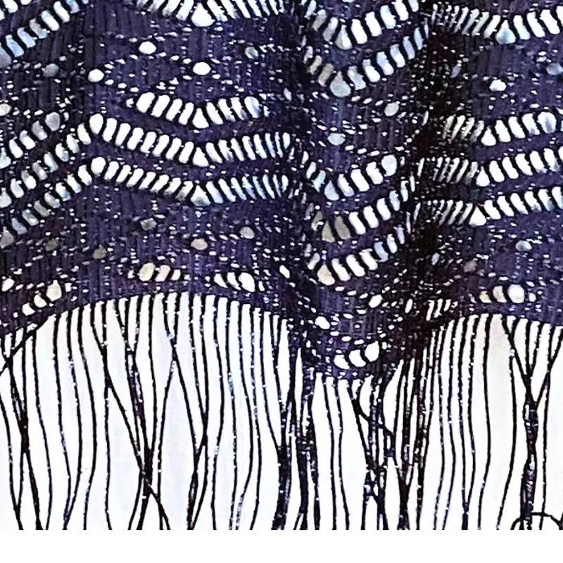 R & M RICHARDS Long Thin Black & Silver Cardigan Sweater ~ 8 - Image 6