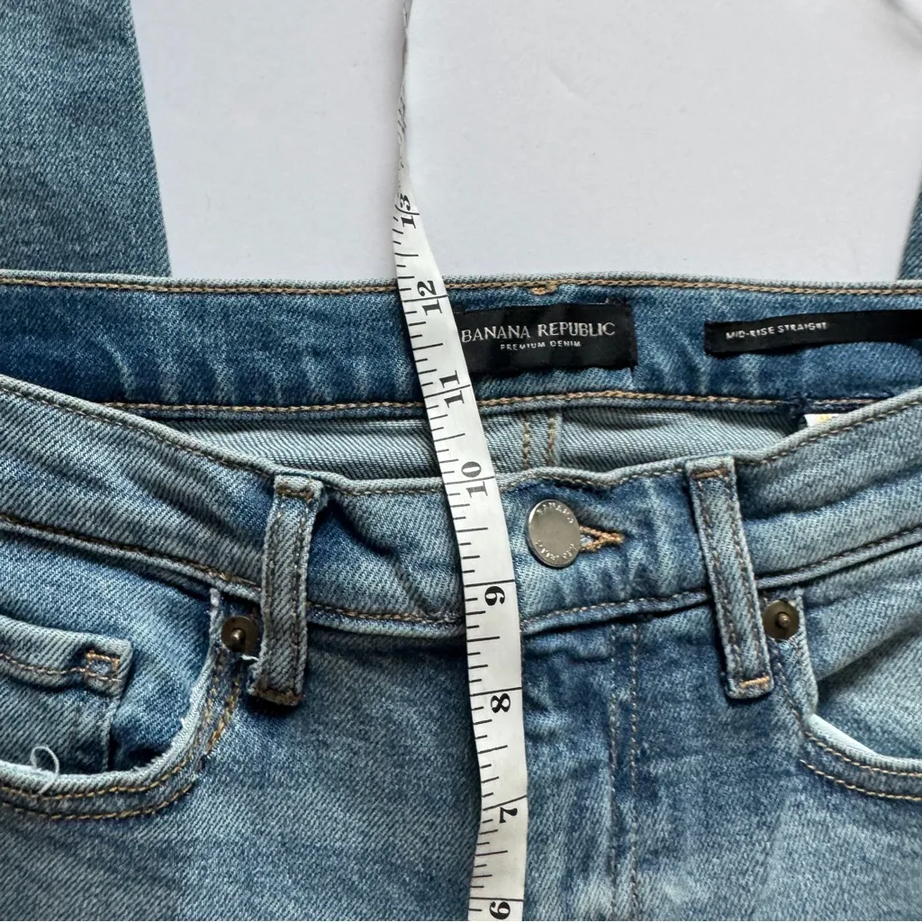 Banana Republic Mid-Rise Straight Blue Denim Jeans Size 27 NWOT - Image 7