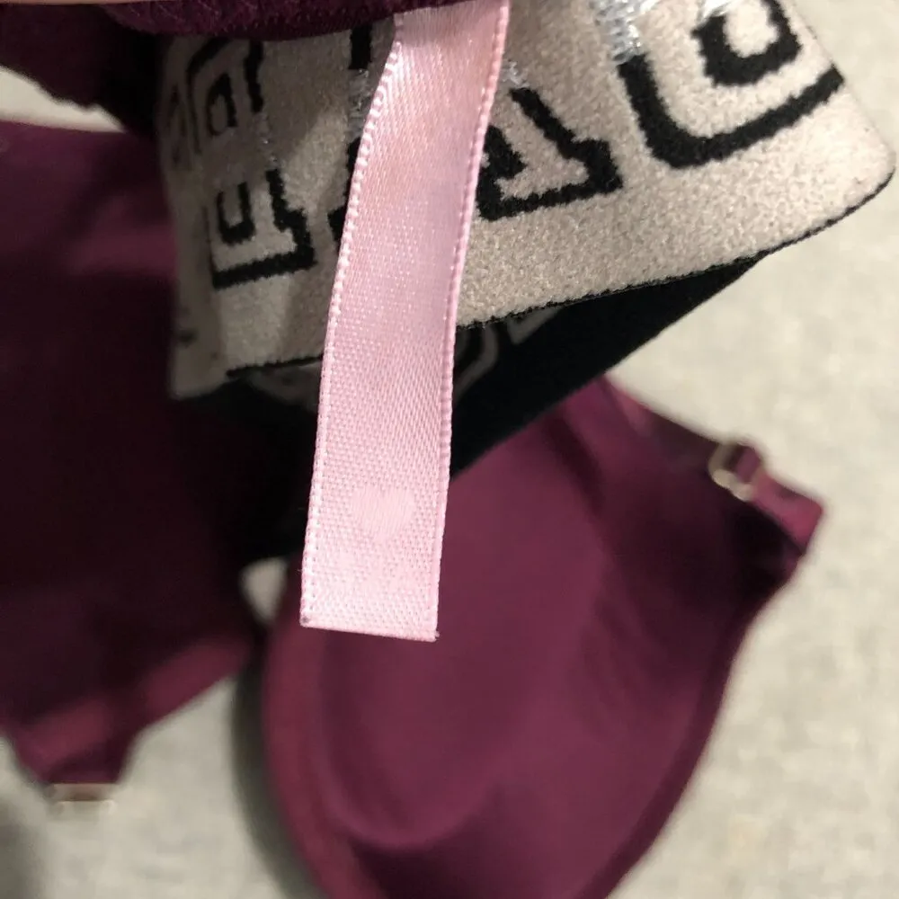 Babe Padded Push Up Bra Strappy Front Closure Burgundy 32A Red Size undefined - Image 4