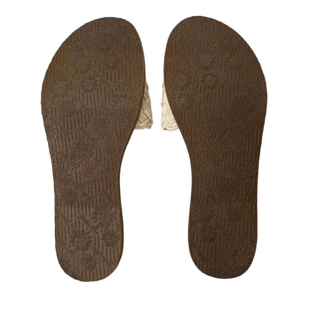 Yellow Box Doshie Natural Braided Rope Cork Slide Sandals Womens Size 7 - Image 5