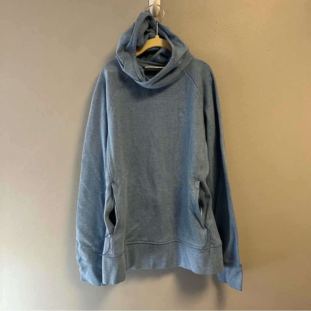 Fjallraven Hoodie Heathered Blue High Coast Hoodie XXS GUC Sweatshirt w/ Pocket - Image 9