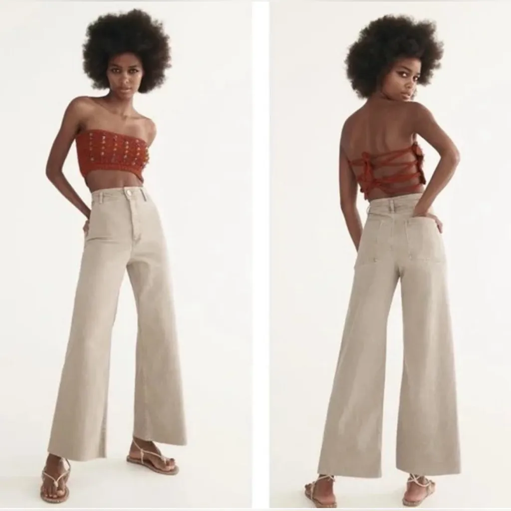 Zara The Marine Straight Wide Leg Jeans Size 8 - Image 4