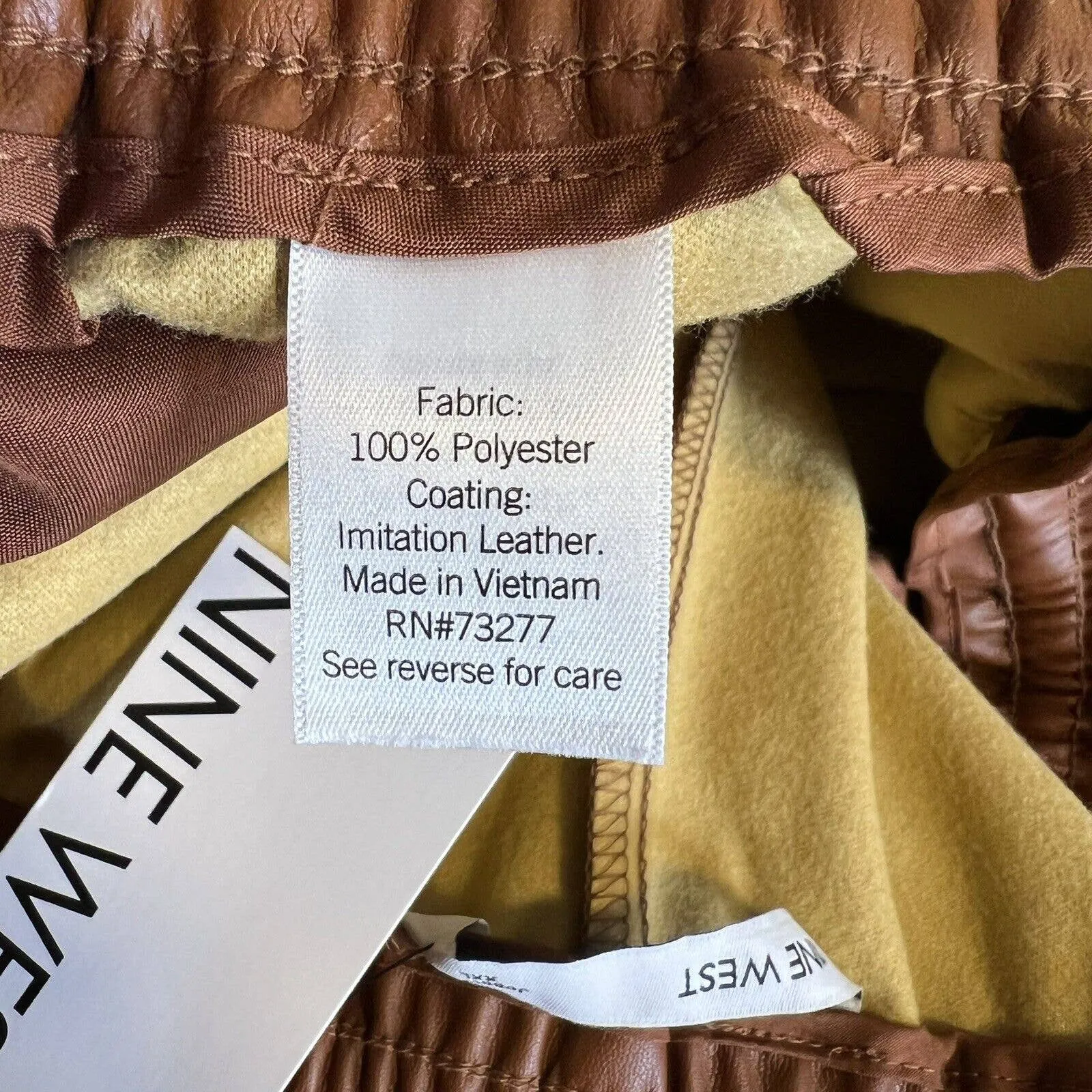 Nine West Brown Faux Leather Pull On Pant‎ Size XXL New - Image 4