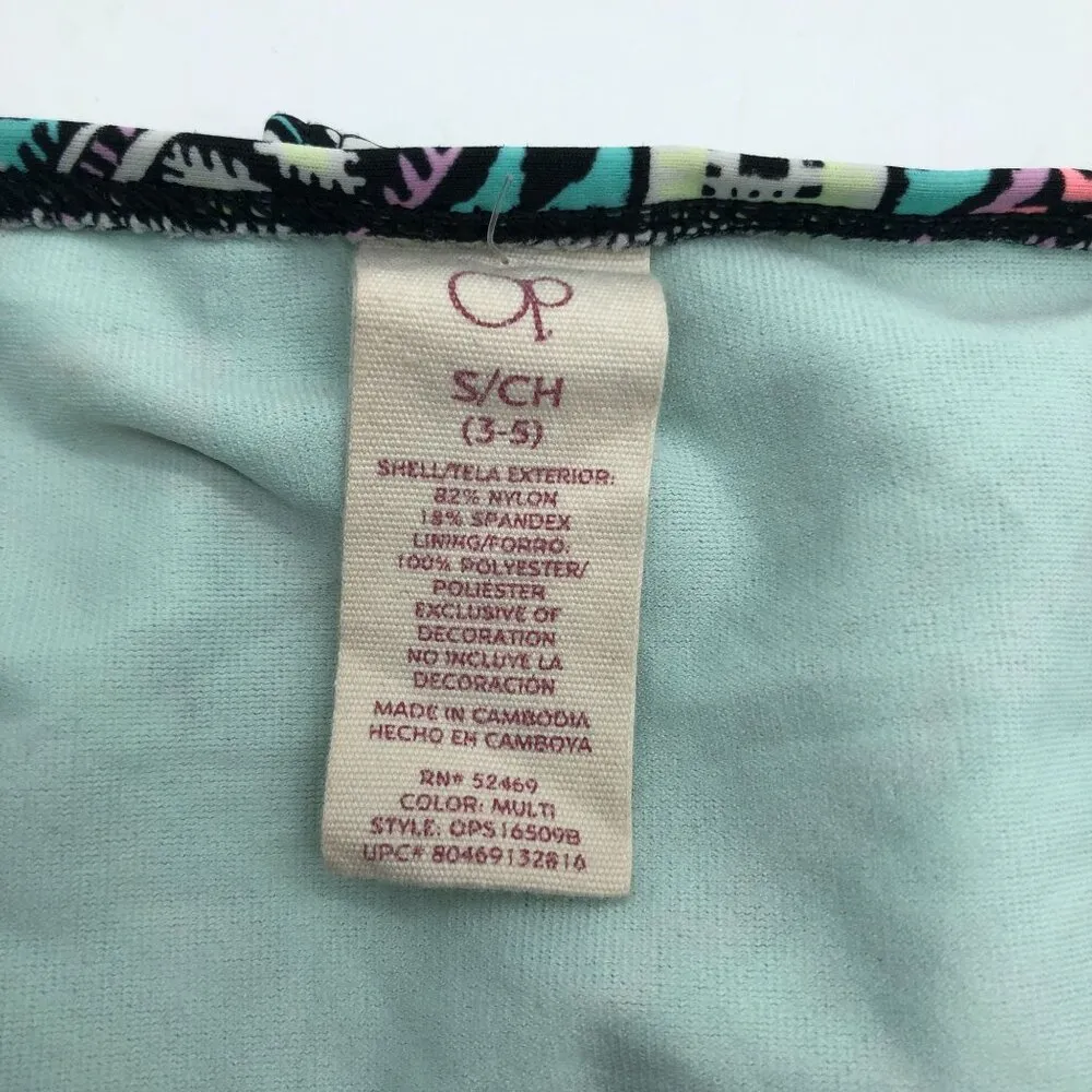 OP Swim Bikini Swim Bottoms Geometric Print Tie Sides Blue Pink Size S - Image 3
