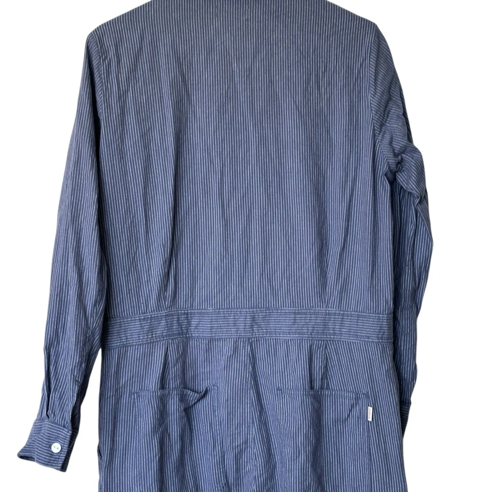 Brixton Hickory Striped Coveralls Jumpsuit Women Blue White Button Utility M Size M - Image 7