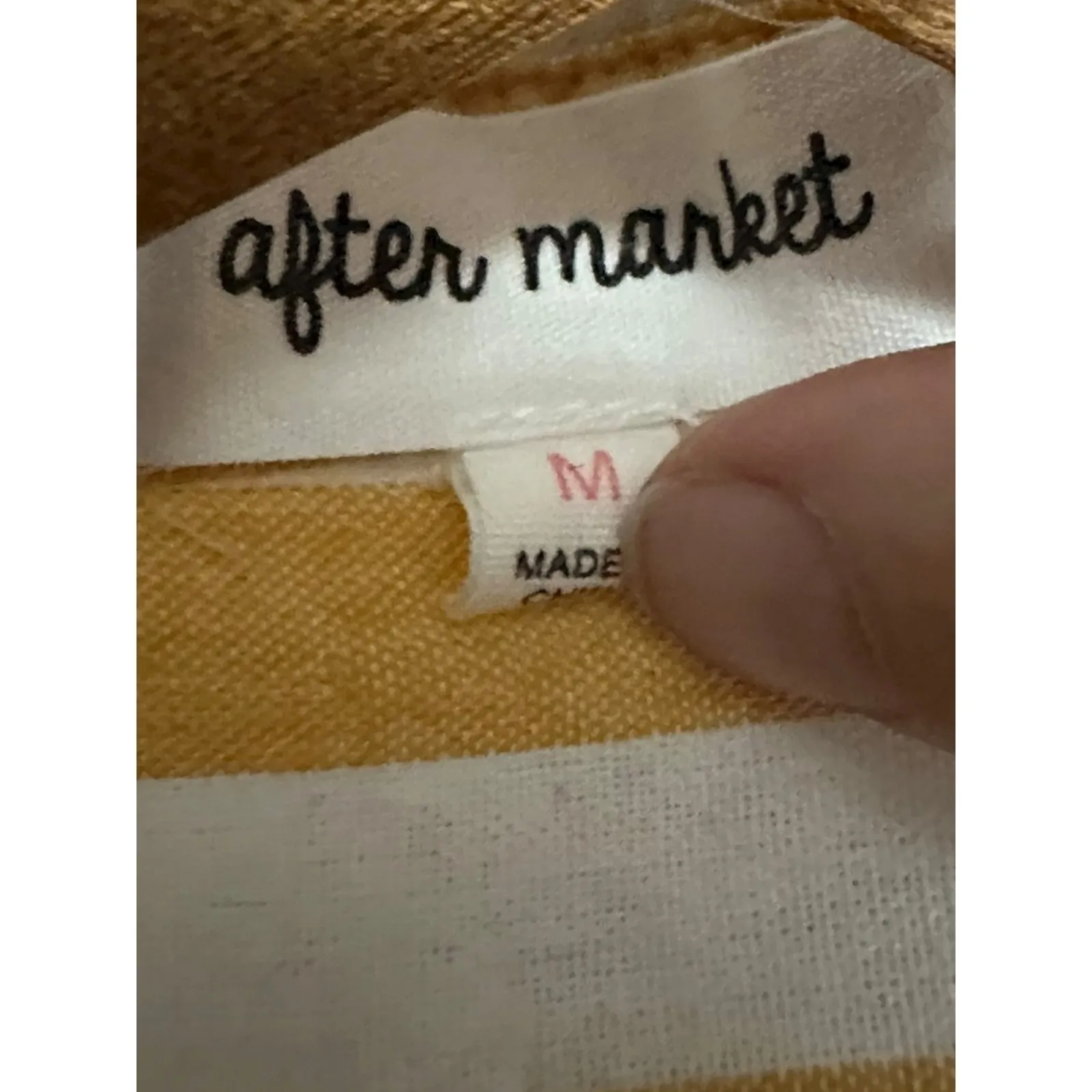 After Market Yellow White Stripe Sleeveless‎ Tie Front Collared Shirt Size M - Image 3