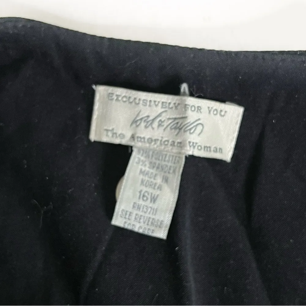 LORD & TAYLOR Black Jacket Zip Front Silver Hardware Size 16W VINTAGE Round Neck - Image 7