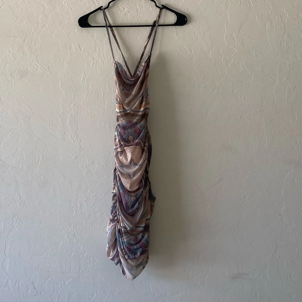 SHEIN multicolored watercolor effect spaghetti strap mini dress - Image 3