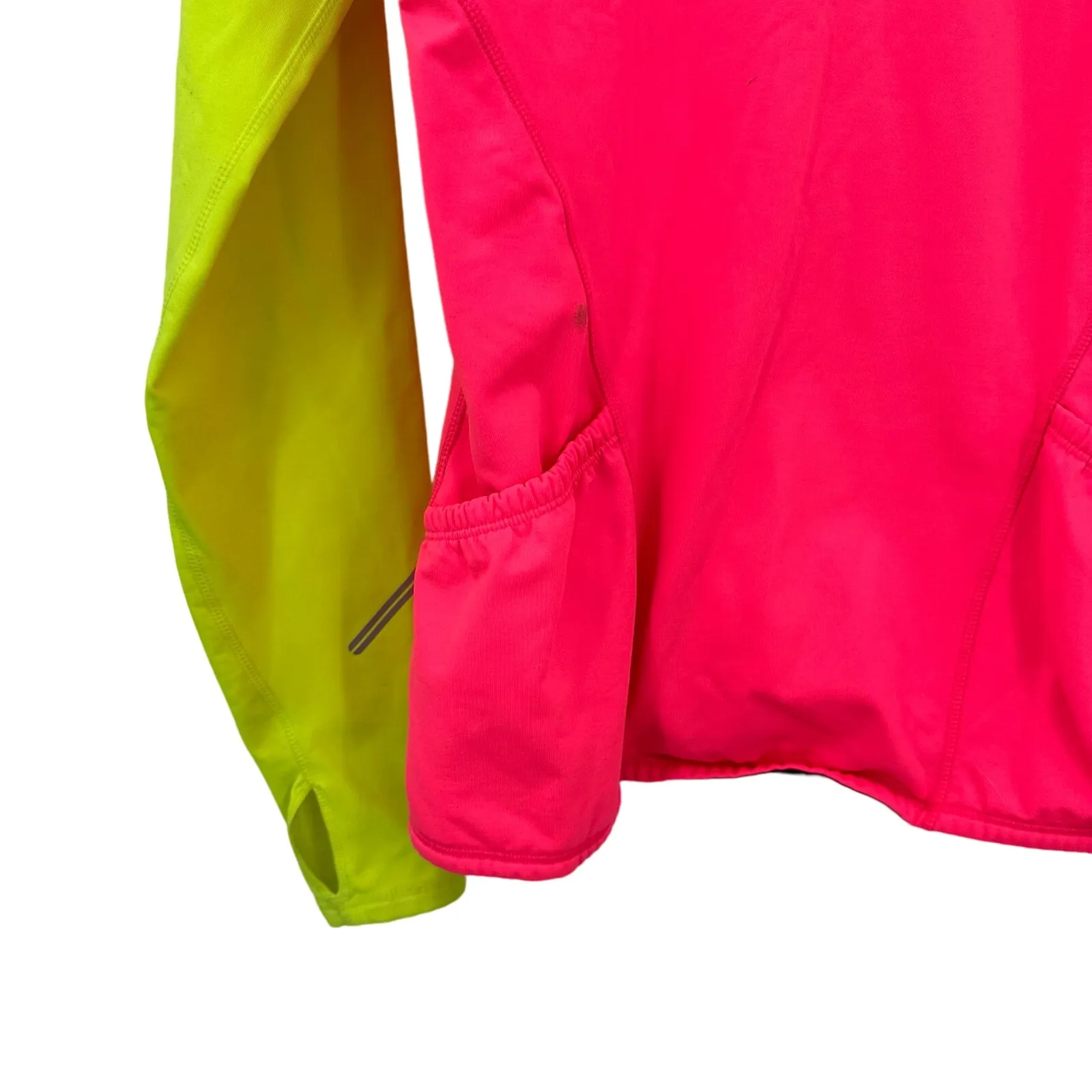 Brooks Size Small Women's Long-Sleeved‎ Quarter Zip Pullover Pink Yellow Neon - Image 4