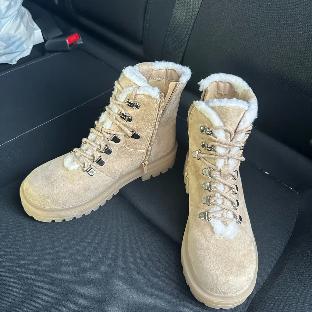 Soda Beige Lace-Up Winter Boots - Image 6