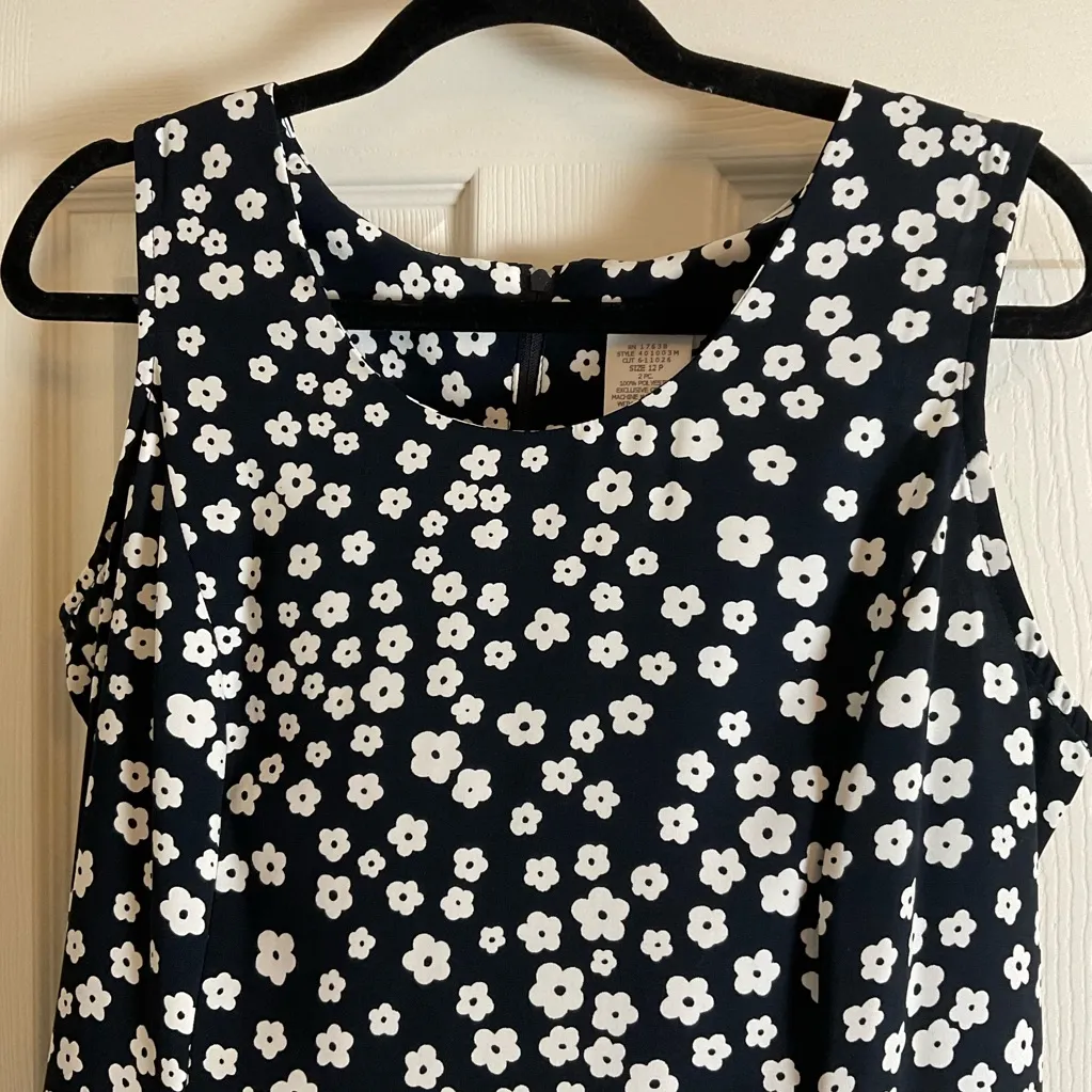 Womens Sleeveless black/White Flower Print Maxi Dress Sz 12P Black - Image 3