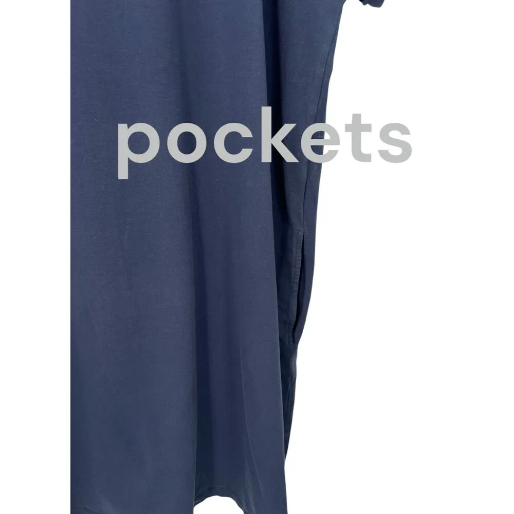 NIC+ZOE | 2X | Women's Embroidered Short Sleeve  Pier Dress Mini Pockets Navy - Image 3