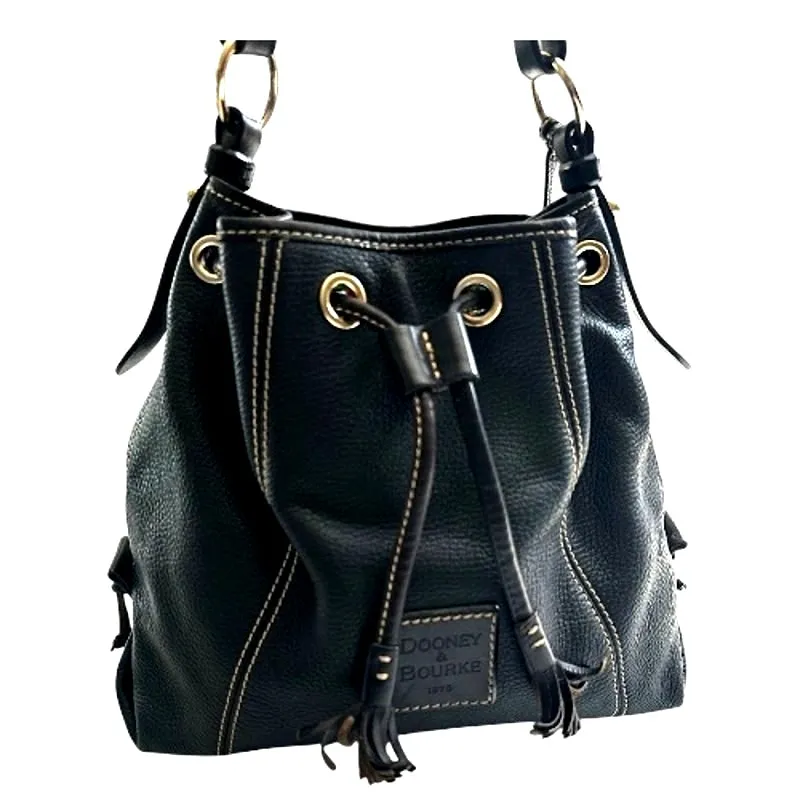 Dooney & Bourke Vintage Black Pebbled Leather Bucket shoulder handbag w dustbag - Image 3