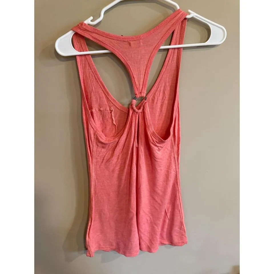 Guess Coral Pink Racerback Tank Top Ring Detail Pocket V Neck Women's M - Image 6