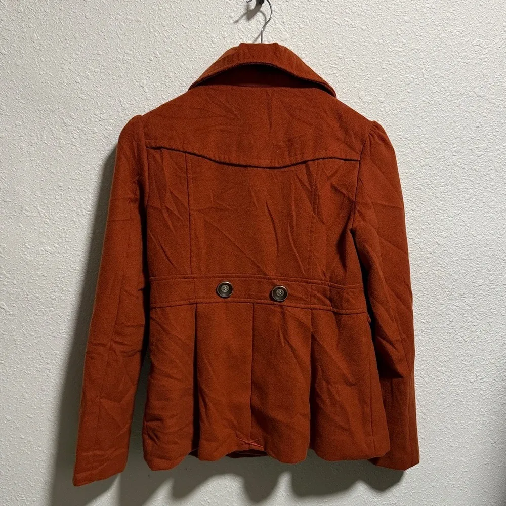 Hydraulic Double Breasted Rust Orange Women's‎ Peacoat Jacket Medium - Image 5