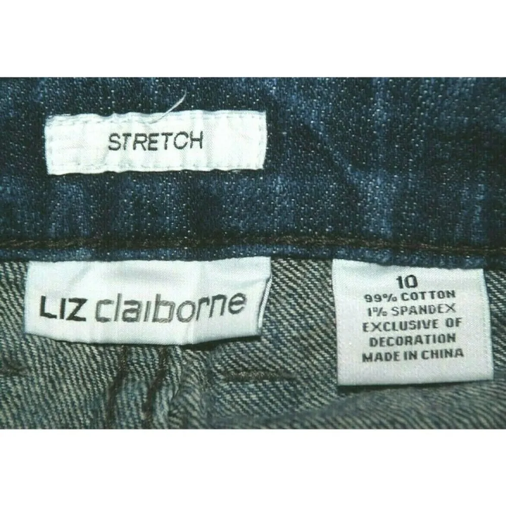 Liz Claiborne Ladies Blue Jeans Cropped Capri Size 10 Stretch 5 Pockets Mid Rise - Image 7