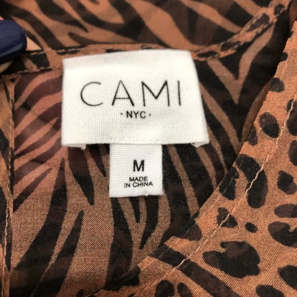 CAMI NYC Amira Jungle Print Peplum Silk Top M - Image 10