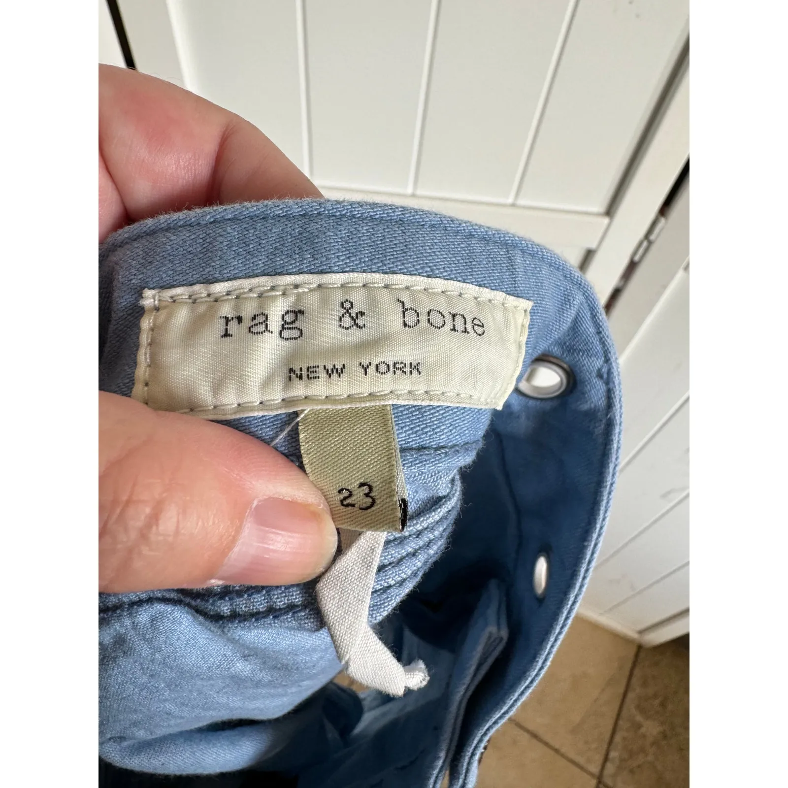 Rag &‎ Bone Womens Shorts Sz 23 Slim Fit High Rise Powder Blue Cotton - Image 8