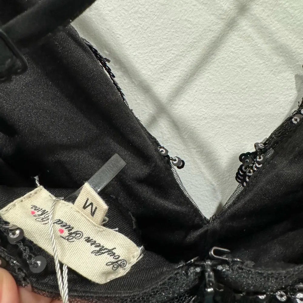 Southern Fried Chics Black Sequin Fringe Dress Adjustable Straps Size M NWT - Image 3