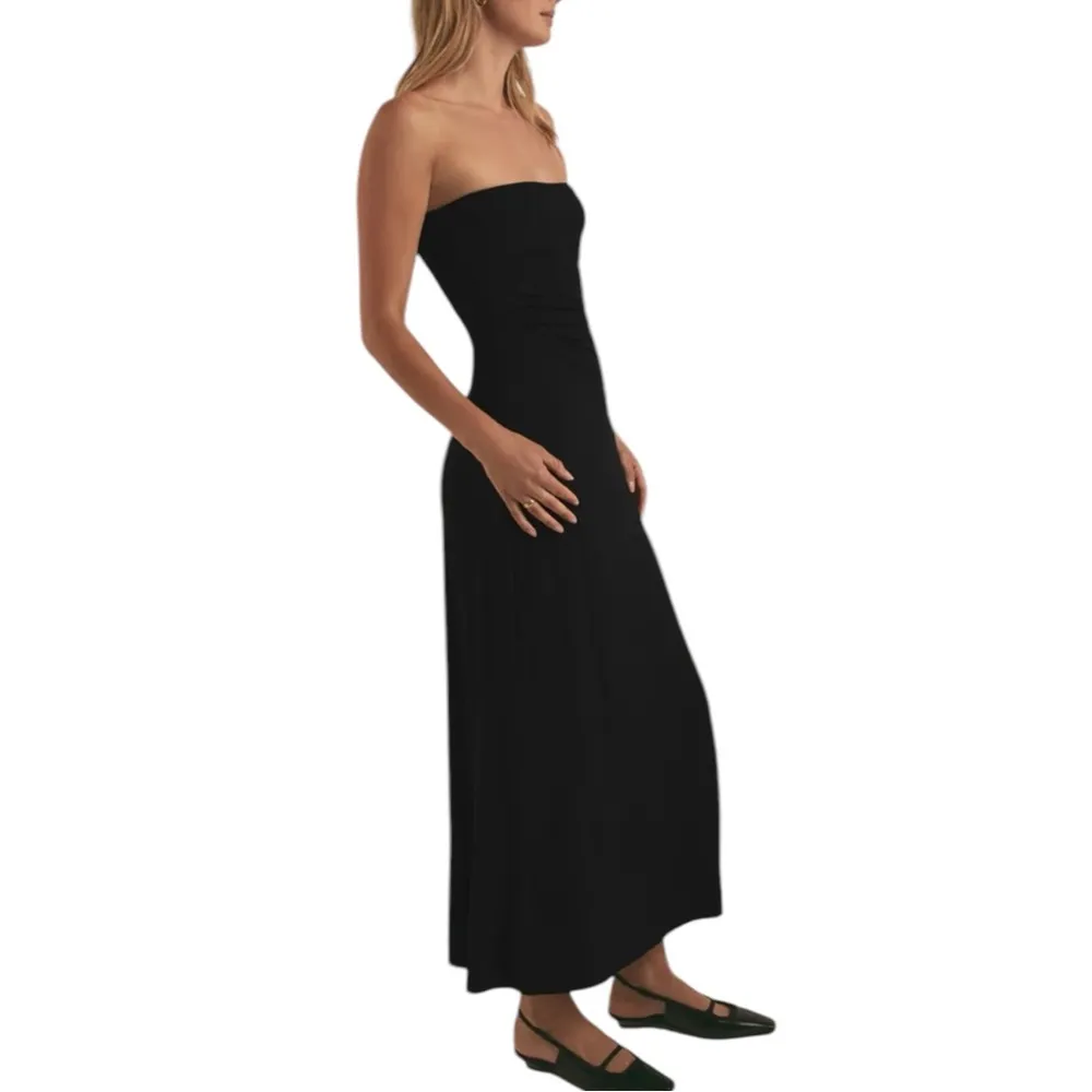 Favorite Daughter‎ Collette Strapless Jersey Ruched Maxi Dress Black XL - Image 3