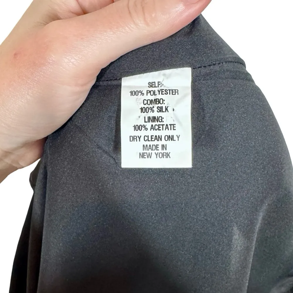 Misha Nonoo Sheer Silk Cutout Puff Sleeve Little Black Dress LBD Size 6 - Image 11