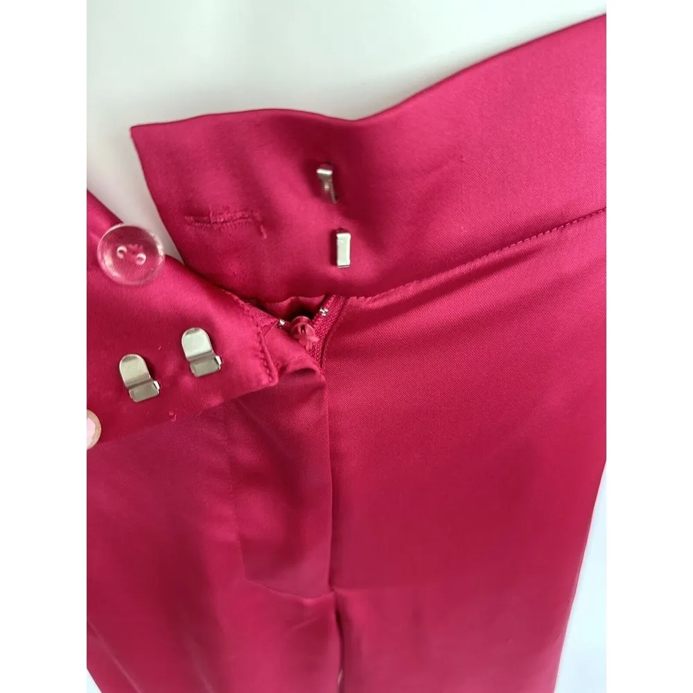 House of Harlow Satin Pants Crop Top SET S High Waist Elastic Back Pink NWT - Image 10