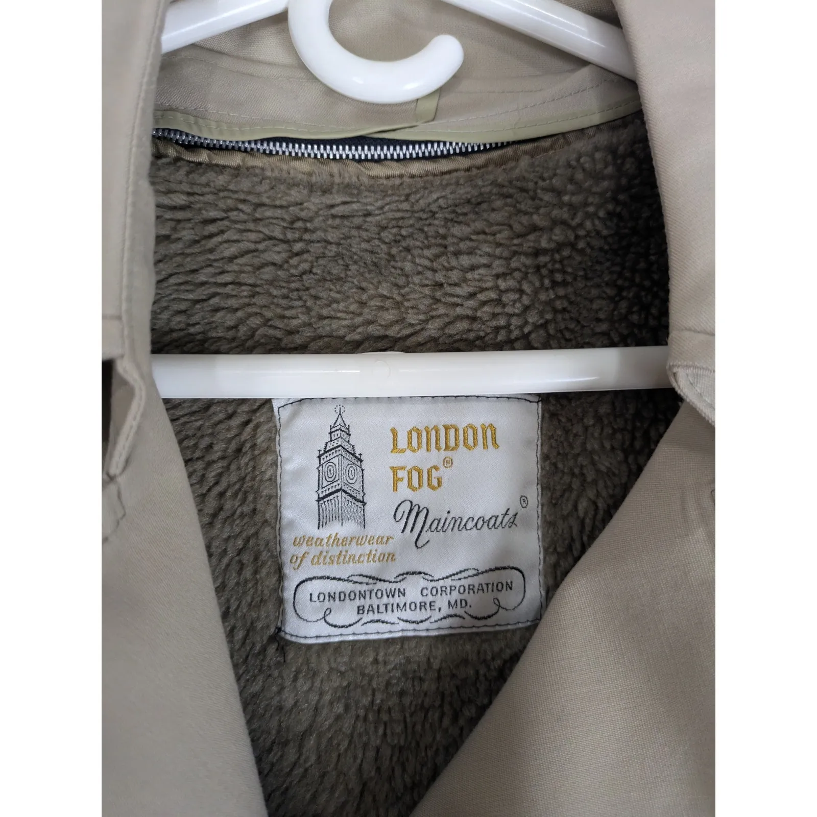 London Fog Khaki Double-Breasted Trench Coat All Weather Raincoat 10 Regular - Image 2