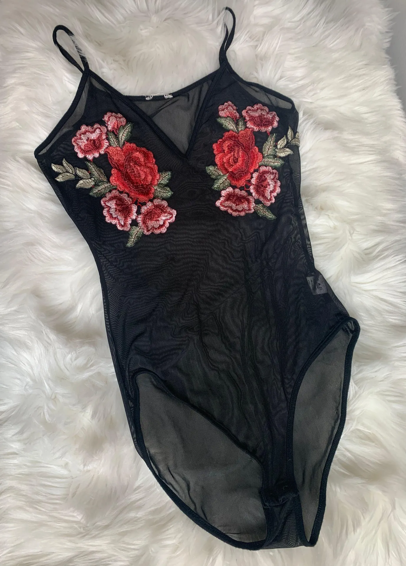 Black Mesh Bodysuit Size M - Image 2