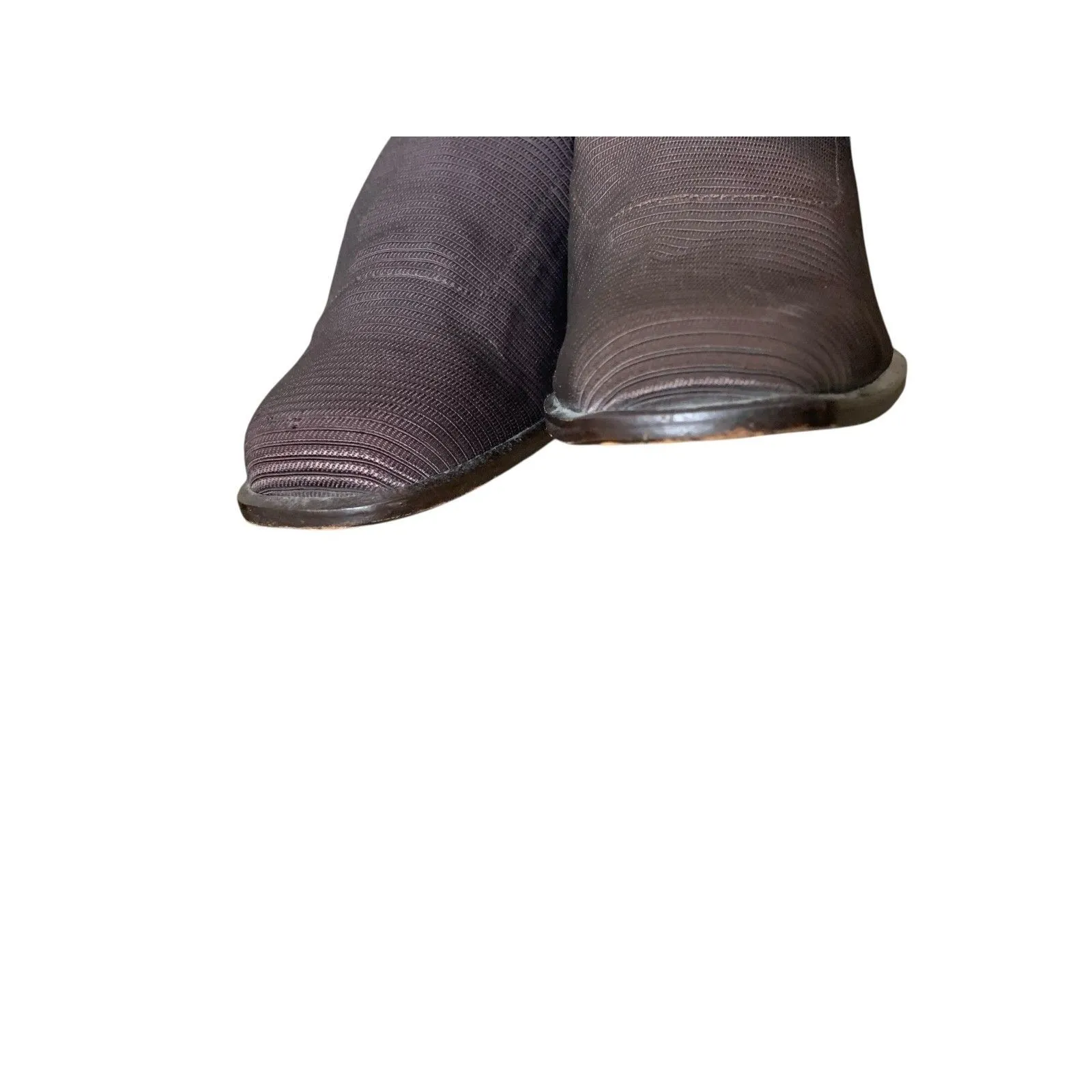 Vintage Donald Pliner Sz 10 Brown Knit Canvas Square Toe Slip On Mule Heel - Image 6