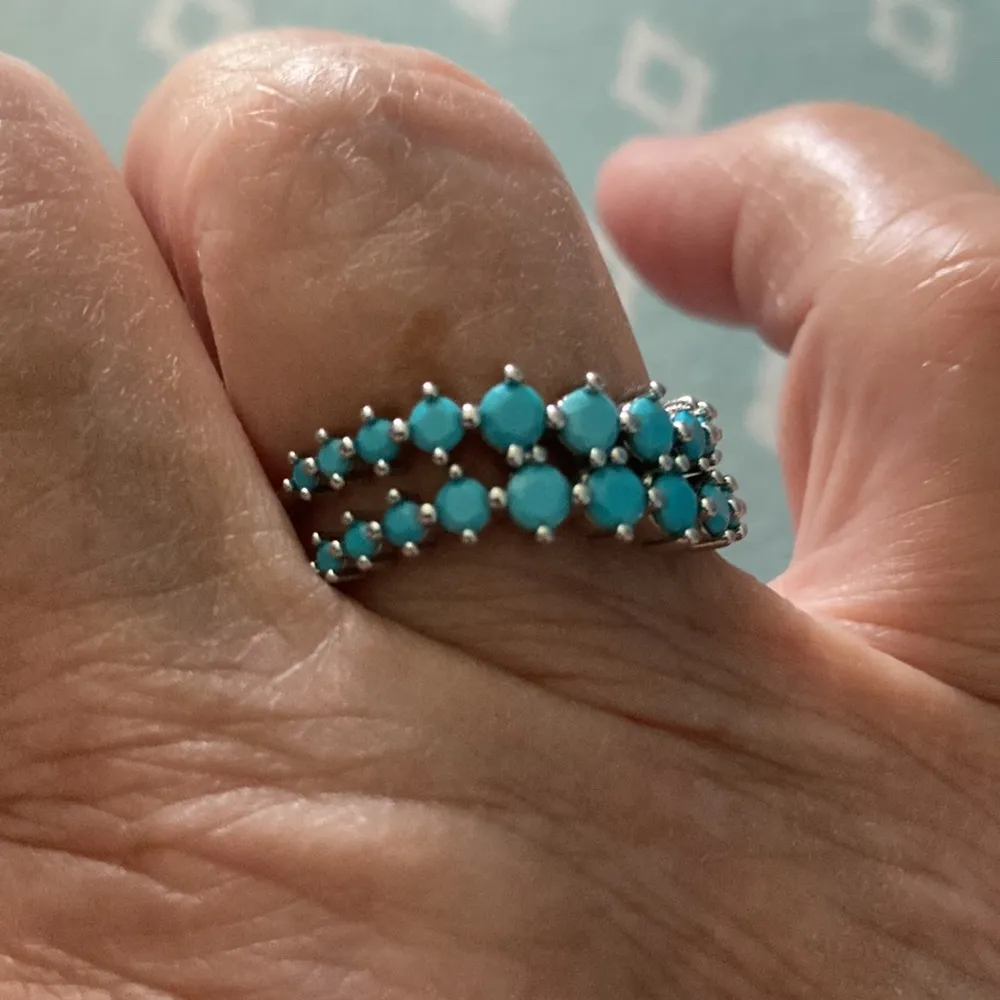 Double row turquoise ring. Size 7. - Image 5