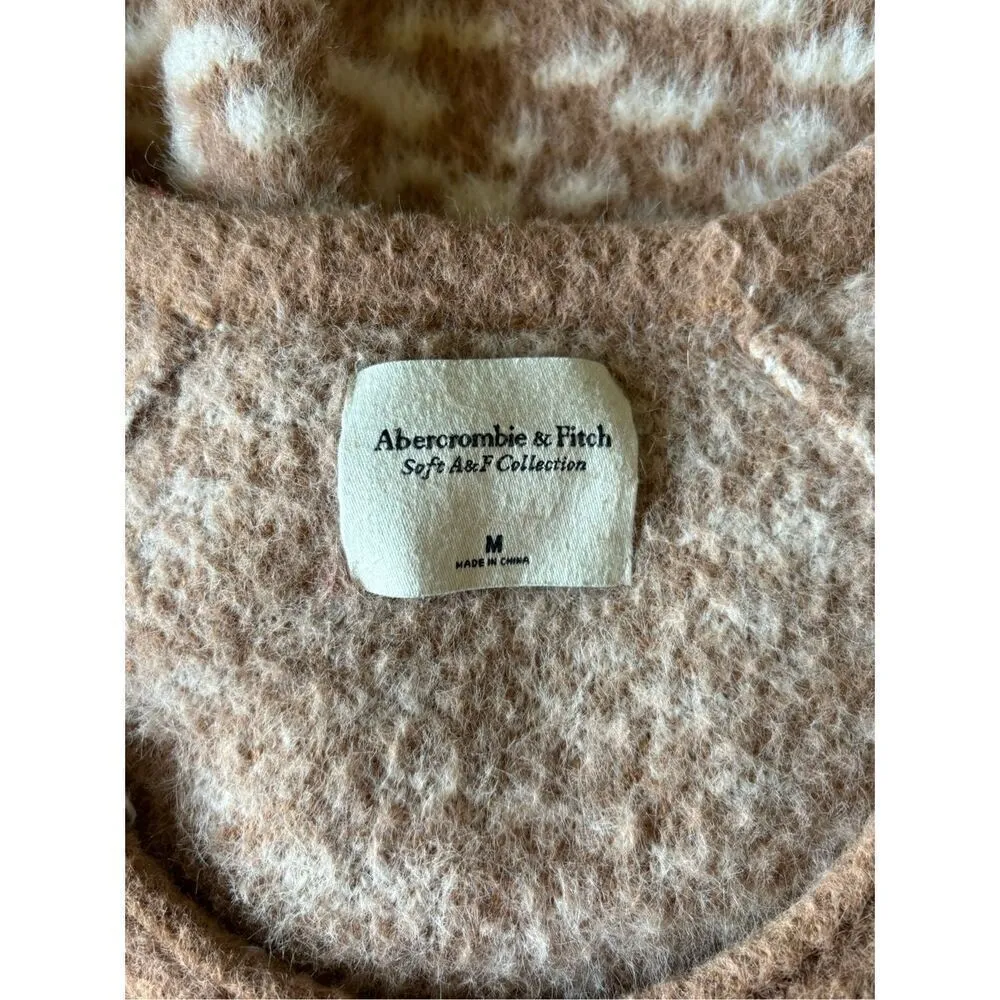 Abercrombie soft a&f cheetah print tan v neck sweater size medium - Image 2