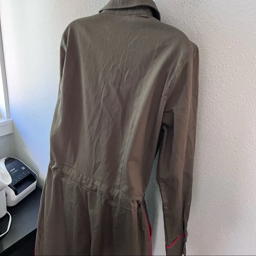 Boden Olive Denim Jumpsuit Green Size 8 - Image 7