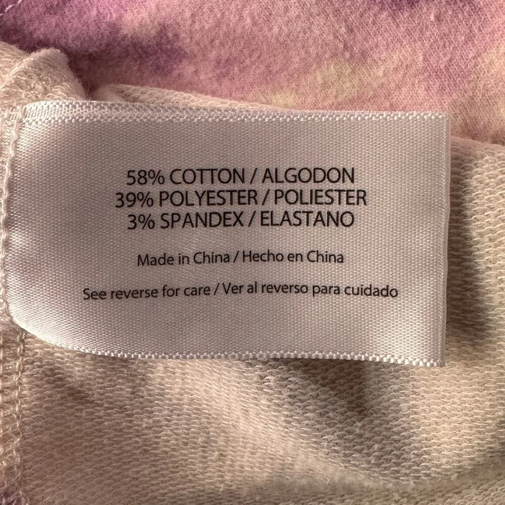 Wildfox Medium Cropped Sweatshirt Tie-Dye Stars Pullover Long Sleeve Slit Purple - Image 7