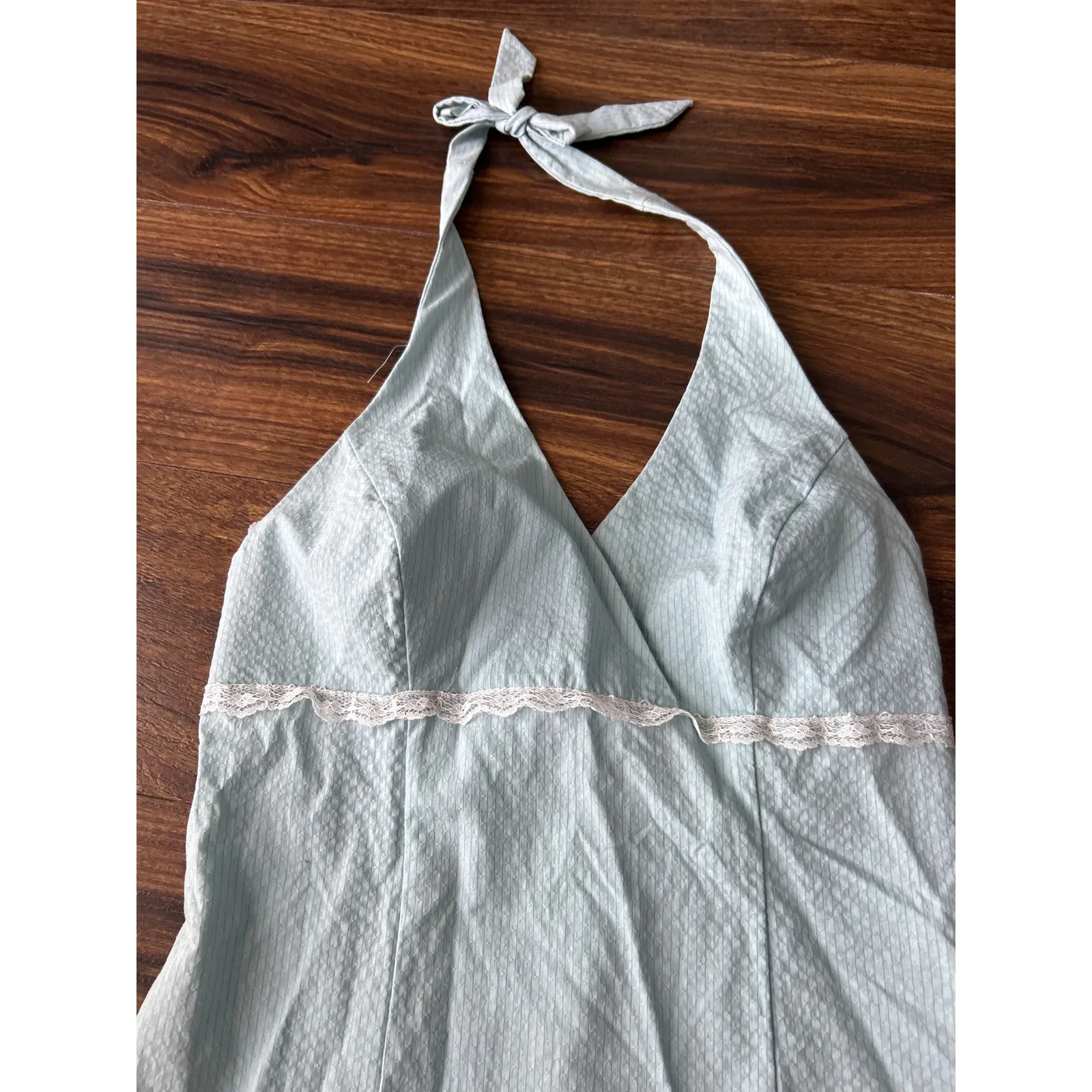 Y2K Xhileration Mini Dress 7 Blue Halter Lace - Image 2