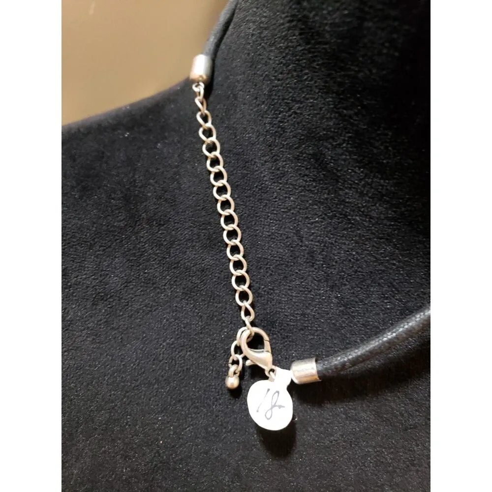 Womens Fashion Bohemian Celestial Two Tone Round Pendant Black Cord Necklace Silver - Image 6