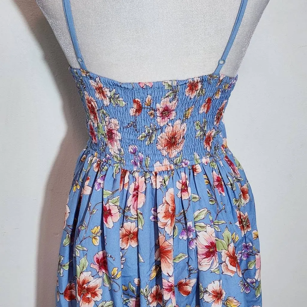 Band of Gypsies Pink and Blue Floral Mini Dress Size Small Wedding Guest Dress - Image 7