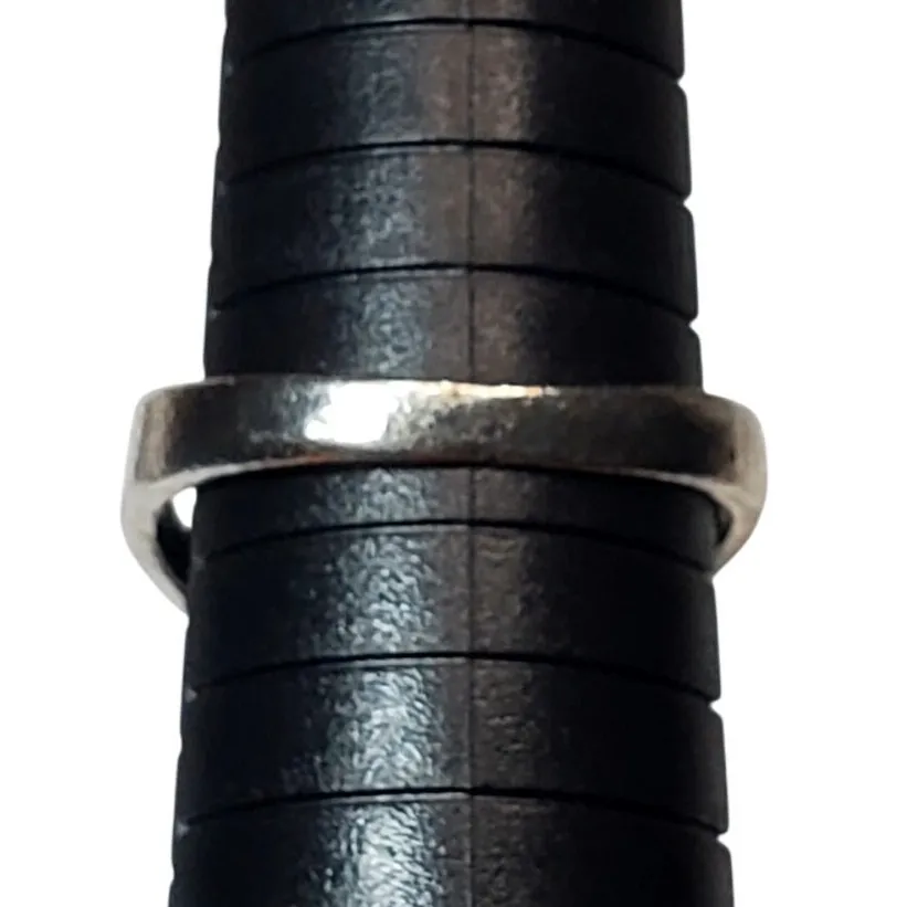 Silver Tone Ring Sz 10 Unsigned Light Blue Cabochon Chunky - Image 4