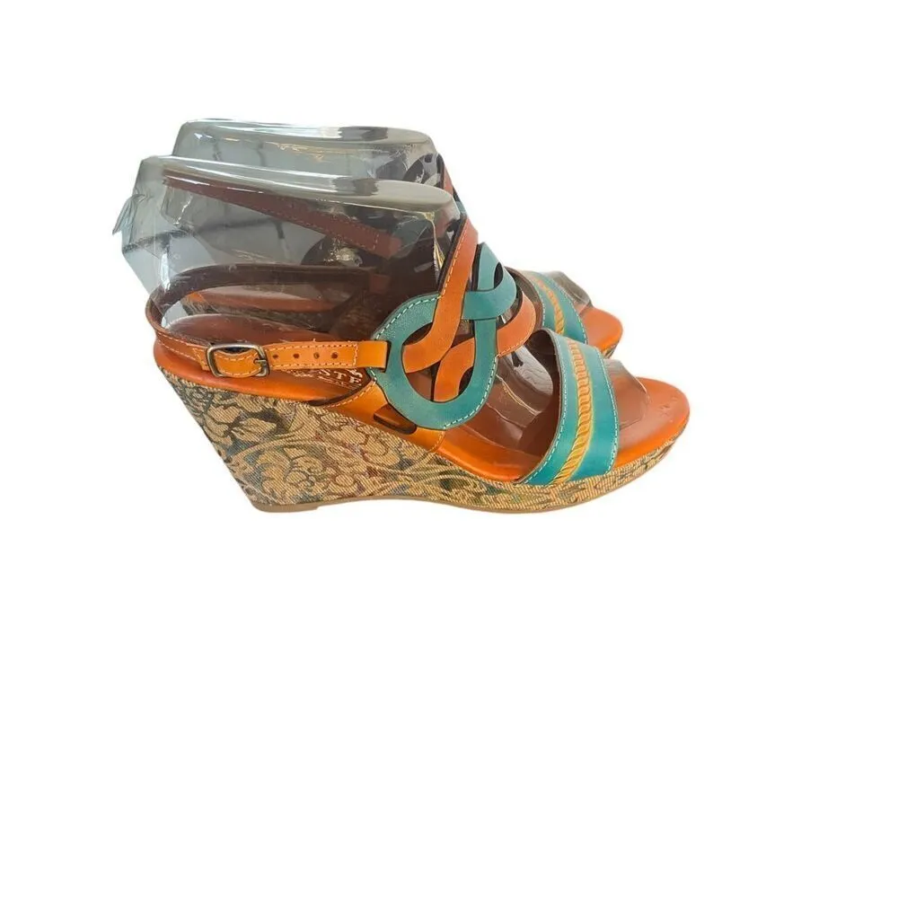 La Artiste Spring Step Sharina Open Toe Wedge Sandal Camel / orange Size 41 Art - Image 5