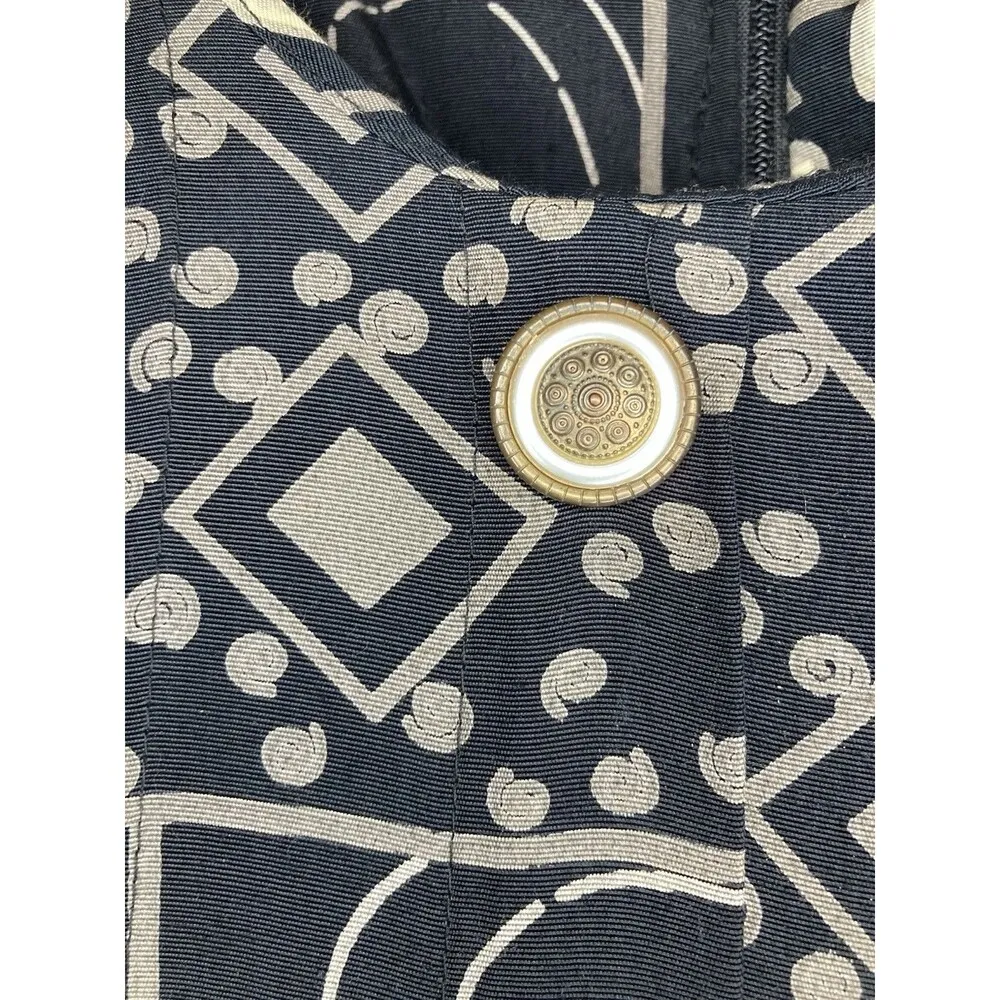 Willy’s Influence Vintage Dress 12 Late 70s Retro Black Gold Belted Pleated - Image 3