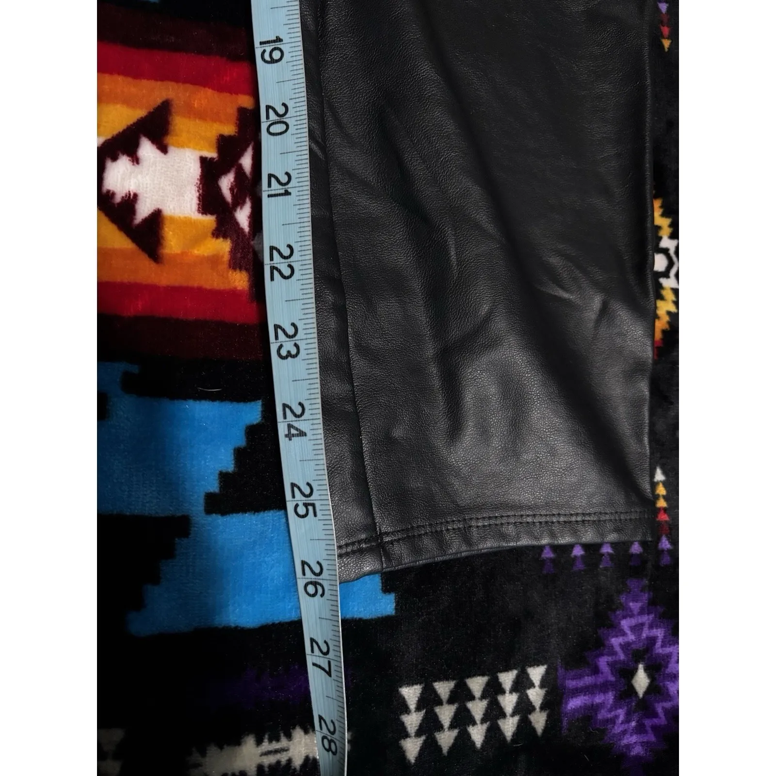 Bold Elements Black Faux Leather Elastic Waist Pull On Pants Size L EUC - Image 7