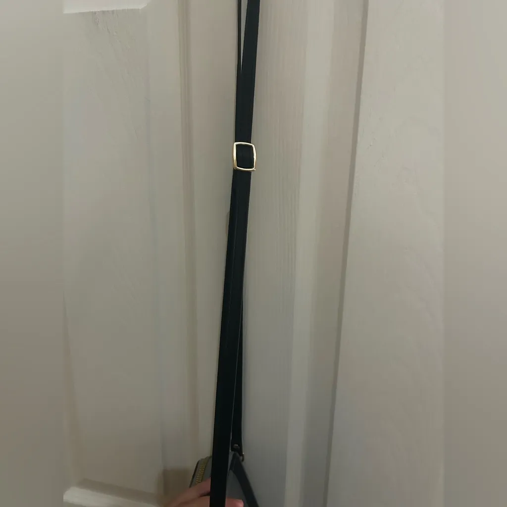 3 Pocket Gray and Black Crossbody Bag with Gold Bow/Zipper - Image 7