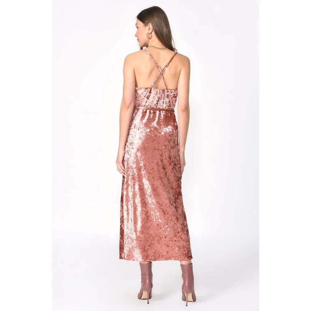 ADELYN RAE ZANA VELVET COWL NECK SLIP DRESS Size M - Image 2