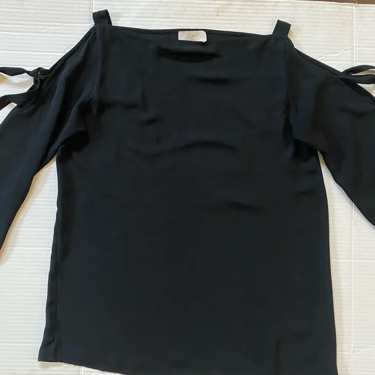 LOFT Outlet Black 3/4 Sleeve Tie Front Blouse Black XS‎ - Image 13
