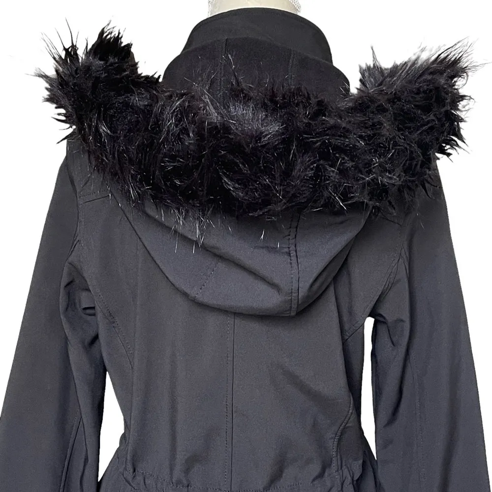 Steve Madden Women’s Black Parka Anorak Hooded Jacket Size M Faux Fur Trim - Image 6