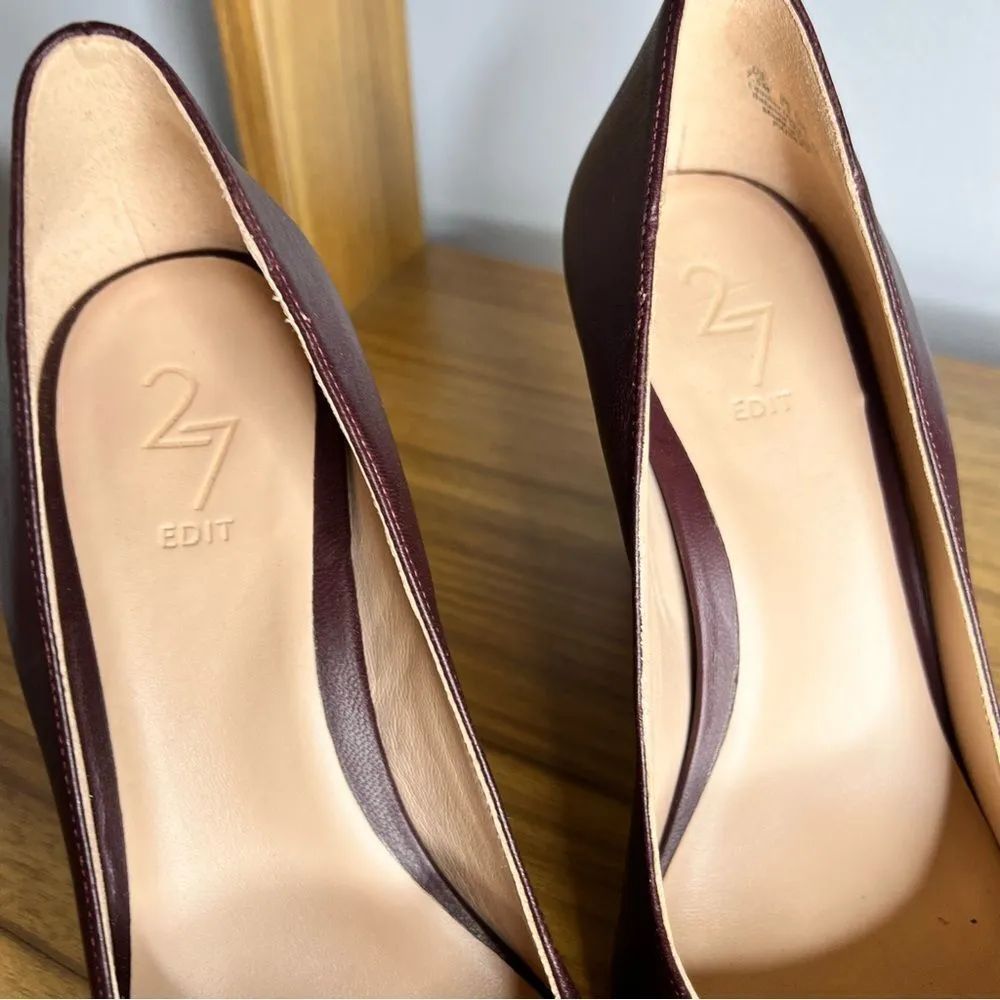 Sz 7.5M 27 Edit Burgundy Brown Elegant Leather Pumps $150 MSRP - Image 7