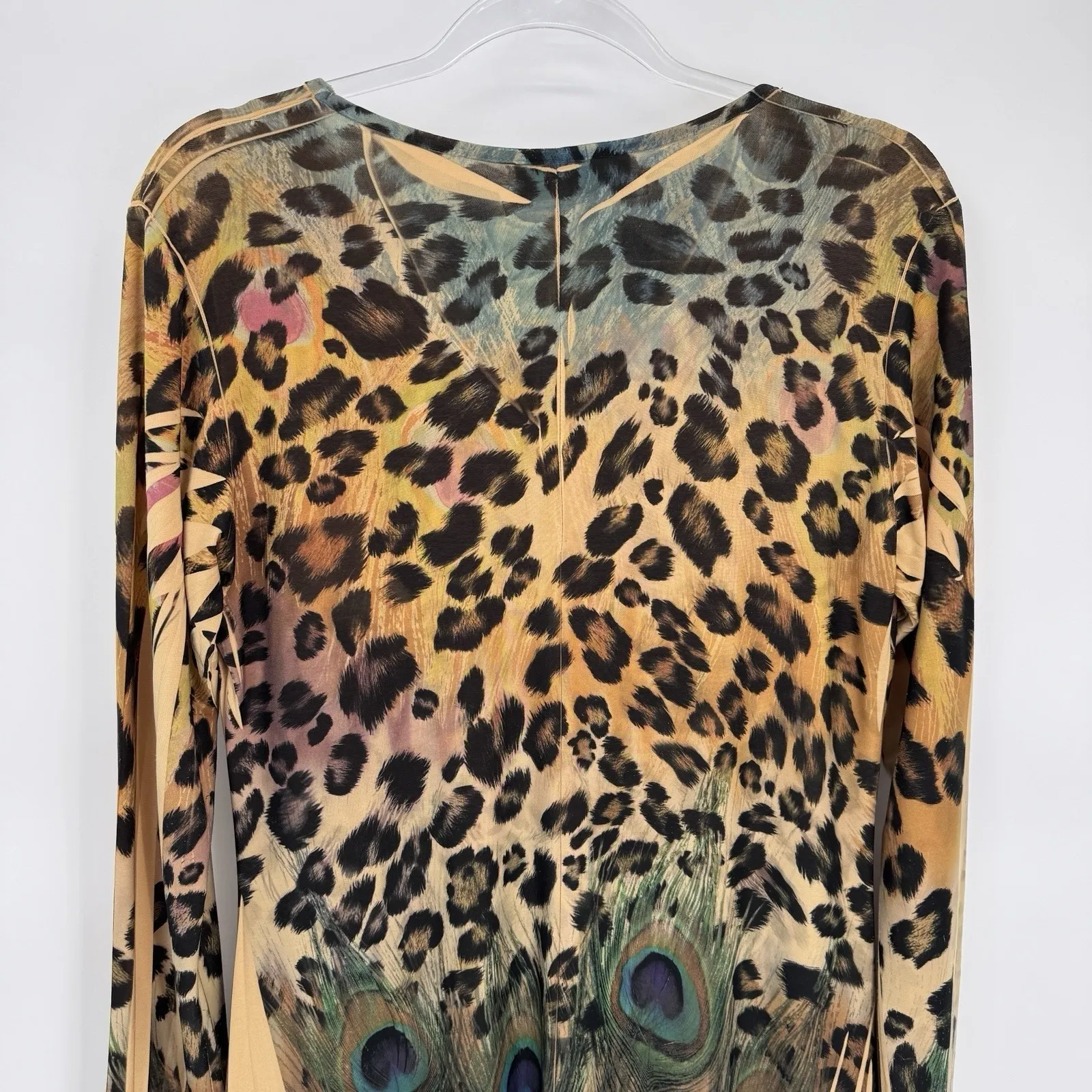 Vintage Pyramind Collection Mob‎ Wife Top Medium Brown Animal Print Rhinestone - Image 8