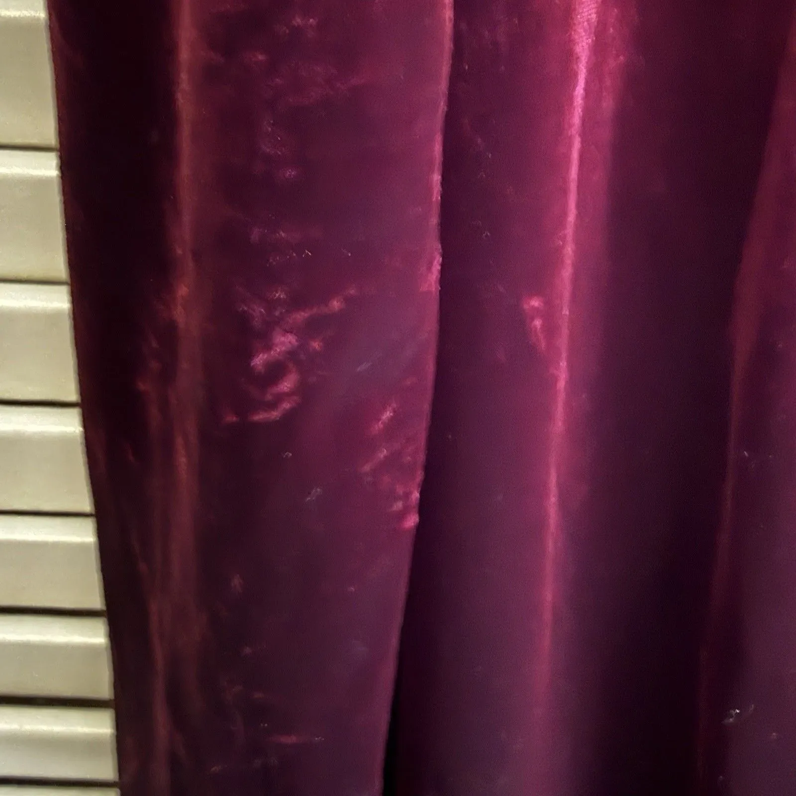 White House Black Market Long Velvet Dress Burgundy Holiday Gown Cold Shoulder S - Image 8