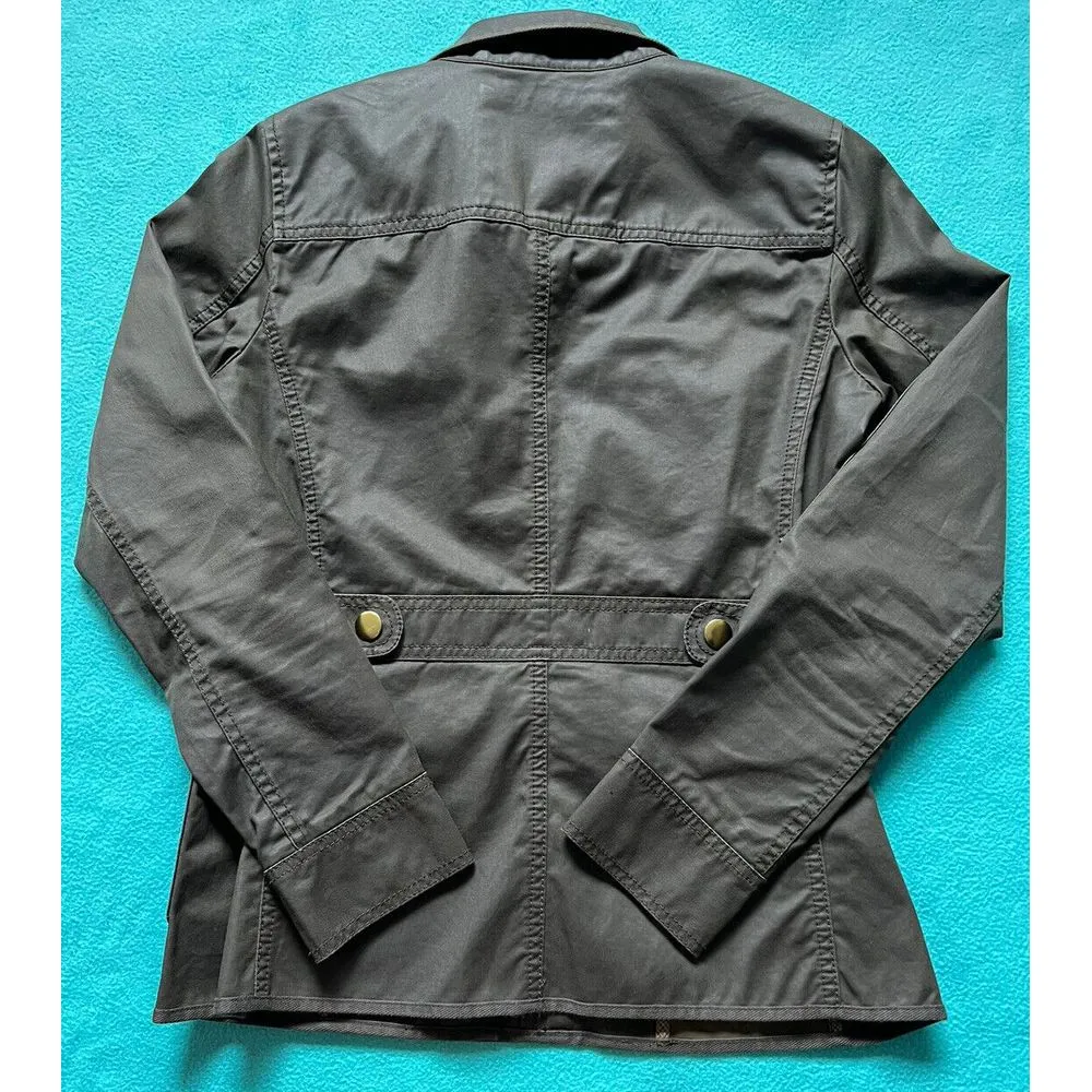 J Crew Women Field Jacket Army Green Gold Snaps Full Zipper Size Xsmall‎ - Image 8